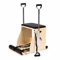 Chaise de Pilates portable Wunda en bois d'érable avec revêtement en cuir microfibre ultra-fin, résistance réglable, pour la maison et le studio