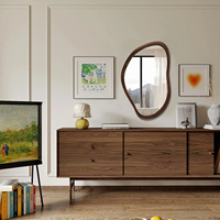 Miroir mural asymétrique moderne en bois massif irrégulier, vente en gros directe d'usine, miroirs décoratifs pour la maison et l'hôtel