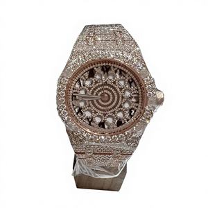 Montre de luxe pour homme en acier inoxydable avec cadran en verre Moissanite VVS, bracelet automatique, fermoir, résistance à l'eau 10 bars, boîtier bicolore, 40 mm - Product Image 1