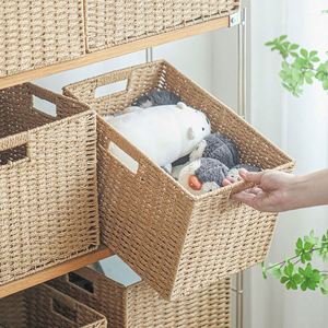Panier de rangement en rotin blanc avec couvercles, idéal pour jouets et pots de fleurs, pour cuisine, salle de bain et armoire - Vente en gros - Product Image 1