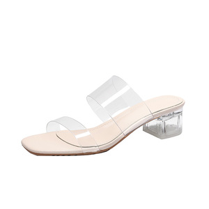 Sandalias de verano para mujer, zapatillas de gelatina de PVC, tacones altos para mujer, zapatillas de plexiglás transparentes con punta abierta, zapatos, sandalias de tacón - Product Image 1