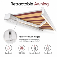 Auvent rétractable motorisé de haute qualité, entièrement en cassette, imperméable, pour patio, jardin, hôtel, avec commande LED WiFi