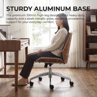Fauteuil ergonomique moderne en cuir avec base en alliage d'aluminium, hauteur réglable, pivotant, pour chambre, maison et usage commercial