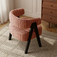 Fauteuil d'appoint moderne incurvé et rembourré, structure en bois massif noir, tissu chenille, pour salon, chambre, chaise individuelle de loisirs