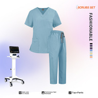 Conjuntos de Uniformes Médicos Ligeros de Poliéster con Cuello en V para Mujer, Verano 2026 (Uniforme de Enfermera)