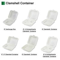 Boîte à lunch jetable biodégradable en amidon de maïs, emballage plastique à emporter, conteneur alimentaire à 3 compartiments, boîte à clapet pour emporter