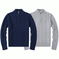 Pull en tricot personnalisé pour homme, en coton, col polo, fermeture éclair quart, style décontracté, luxe, designer, broderie, pour l'hiver