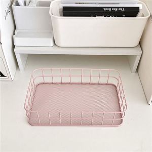 INS Nordic Iron Desktop Storage Basket Office Cosmetics Storage Box Dormitory Storage <b>Rack</b> Desk Organizer - Product Image 1