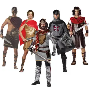 2024 Baige Fancy Party Carnival Halloween Clothes King Arthur Lancelot Renaissance Deluxe Men Medieval Knight Costume for Adults