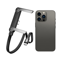 Chargeur rapide 240W 5A en nylon tressé noir 90 °   Câble de charge USB-C vers USB-C avec support de téléphone pliable