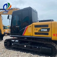 Excavatrice sur chenilles SANY SY155C Pro d'occasion, 15 tonnes, 2023, 1300 heures, godet 0,8-0,9 m³, moteur Isuzu, pour travaux de construction