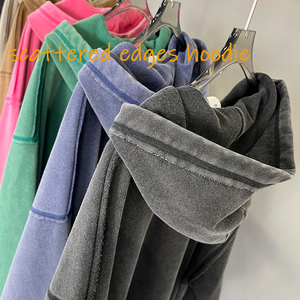 Nouveau sweat-shirt vintage lourd 450 GSM avec fermeture éclair, délavé à l'acide, délavé à la pierre, bords effilochés, sweat-shirt pour homme - Product Image 4