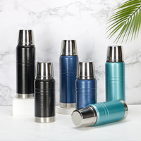Bouteille double paroi isolée sous vide, thermos à balles, avec couvercle, de voyage, grande capacité, logo personnalisé de haute qualité, ml