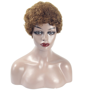 10A Échantillon Gratuit Afro Puff Court Perruque de Cheveux Humains pour les Femmes Noires Très Pas Cher Lace Front <span class=keywords><strong>Machine</strong></span> À <span class=keywords><strong>Coudre</strong></span> Trame Perruque avec Petite Taille de Cap - Product Image 1