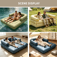 Canapé-lit gonflable en tissu 2-en-1, matelas flottant pour piscine, île gonflable portable pour lac, plage et baignade