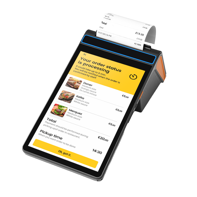 Handheld POS Machine 8" Android 13.0 USB 4G WiFi NFC Scanner Barcode Reader 58mm Printer 6400mAh Battery 3GB RAM Mobile Cash