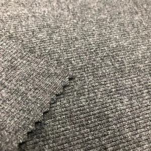 Tela de Punto para Prendas, 57% Algodón, 38% Poliéster, 5% Elastano, Elástica, Gris Oscuro Melange, CVC, Tela de Canalé para Cuellos y Puños de Ropa - Product Image 4