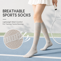 Chaussettes de sport professionnelles pour femmes, chaussettes longues respirantes fines d'été pour le tennis, le badminton, la course à pied, le fitness, le yoga