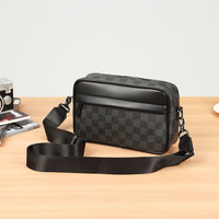 Sac bandoulière carré décontracté pour homme en cuir PU de haute qualité, imperméable, à motif géométrique, style messager