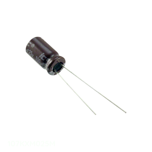 ตัวเก็บประจุแบบมีรู107KXM025M 100 uF 20% 25V รัศมี TH 100 uF - Product Image 1