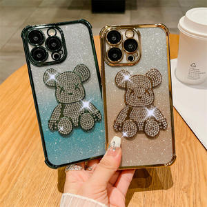 เคสโทรศัพท์3D หมีกลิตเตอร์ระยิบระยับสำหรับ <span class=keywords><strong>iPhone</strong></span> 15 14 13 12 11 Pro Max <span class=keywords><strong>PLUS</strong></span> เคส TPU เคลือบสุดหรู - Product Image 6