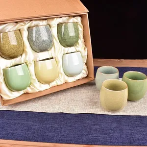 Kreative Keramik-Teetasse mit Eisriss-Glasur in 6 Farben Persönliches Gongfu-Tee-Set für Zuhause und Büro Geschenk Handgefertigte Trinktasse - Product Image 4