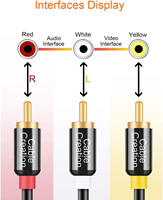 Câble audio-vidéo stéréo 3 RCA mâle vers 3 RCA mâle plaqué or 24 carats en cuivre OFC pour subwoofer et lecteur DVD - Vente en gros