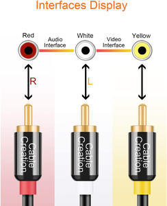 Câble audio-vidéo stéréo 3 RCA mâle vers 3 RCA mâle plaqué or 24 carats en cuivre OFC pour subwoofer et <span class=keywords><strong>lecteur</strong></span> <span class=keywords><strong>DVD</strong></span> - Vente en gros - Product Image 6