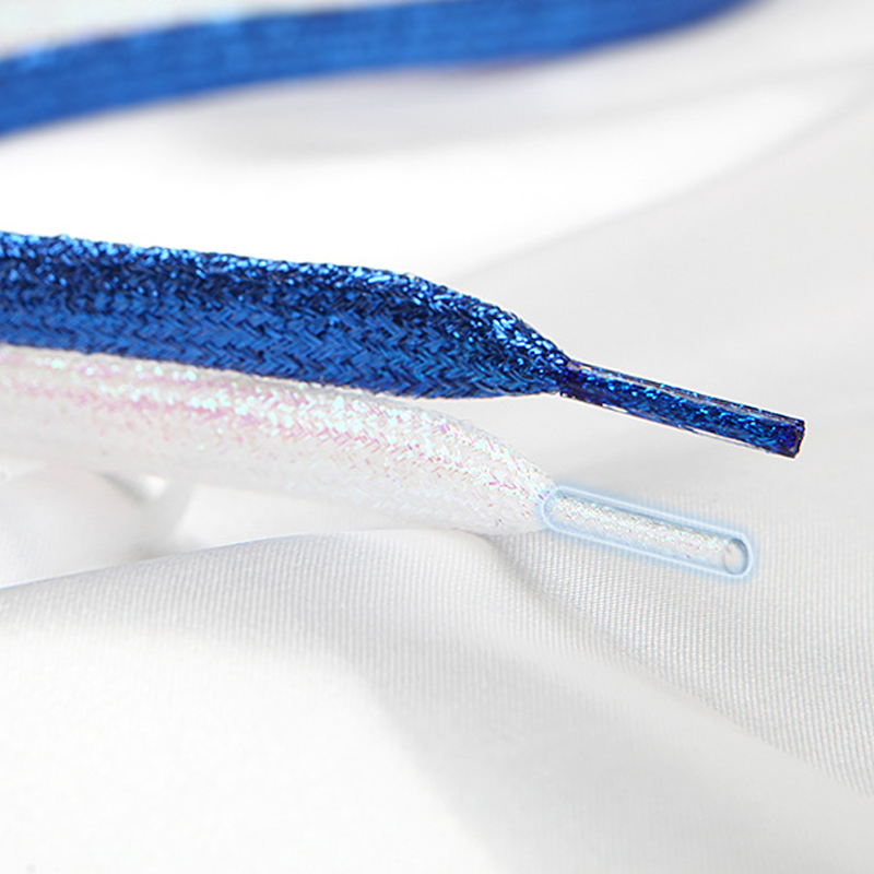 HF Pearl Glitter Shallot Glitter Silk Sequins White Black rainbow Flat Double Layer Shoelaces