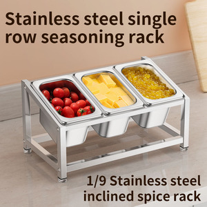 Yongkang 3 Compartment Condiment Rack With <b>Stand</b> Square Stainless Steel For Milk <b>Tea</b> Shops And Food Service L Size - Product Image 5