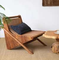 Fauteuil d'appoint moderne en bois noir massif avec base en corde tressée et coussin en lin pour hôtel, salon, villa, salle de séjour