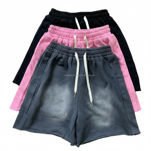 Producto de tendencia 2024, ropa de calle Vintage, pantalones cortos lavados con ácido en blanco, 100% de algodón, pantalones cortos estampados de felpa francesa personalizados para hombres - Product Image 1