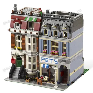 15009 compatible legoes 10218 Pet Shop Modular Buildings City Street View Building Blocks Bricks Toys For Children