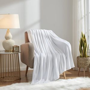 بطانية مخصصة 100% بوليستر، بطانية بيضاء فارغة للطباعة بالتسامي، خفيفة الوزن وناعمة من الفلانيل - Product Image 1