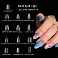 300 Uñas Postizas Acrílicas PMMA en Forma de Ataúd, Almendradas, Stiletto, Cuadradas Redondeadas, Sistema de Extensión de Uñas de Cobertura Completa, Puntas de Gel Suave para Arte de Uñas