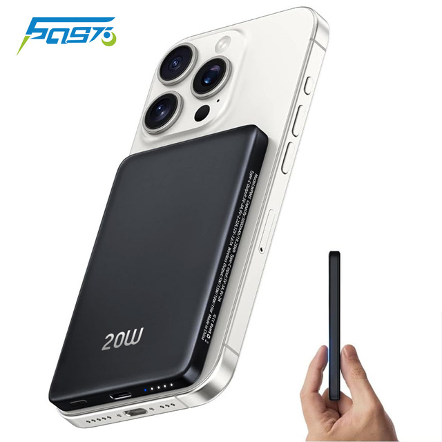 Super Slim 0.33"PD20W Metal Magnetic Wireless 5000mAh Power Banks Portable Fast Charging Magnetic Wireless Power Bank for Phones