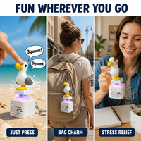 Porte-clés LED lumineux et sonore en forme de mouette, jouet anti-stress à presser, bouton de décompression, pendentif pour enfants et adultes