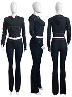 Vêtements pour Femmes : Ensemble Deux Pièces en Tissu Gaufre, Survêtement Personnalisé avec Sweat à Capuche Zippé et Pantalon de Jogging, Tenues Décontractées Automne Hiver pour Dames