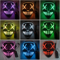 T-Worthy Halloween Rechargeable PVC LED Masque Mixte Néon Couleurs Fête Masque avec Effet Glowing Glow in the Dark