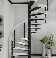 Escalier en spirale en fer forgé avec garde-corps en verre, haute résistance, antirouille, en acier galvanisé, escaliers préfabriqués pour intérieur et extérieur