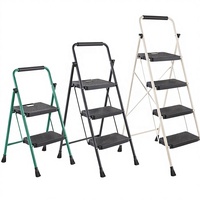 Marchepied pliant large antidérapant renforcé avec main courante noire en acier et pieds en fer à cheval, certifié CE, pour garage, supermarché, salle de sport, escalier extérieur