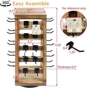 Custom Wooden <b>Rotating</b> Earings Jewelry <b>Display</b> <b>Stand</b> with 42 Hooks - Product Image 4