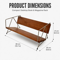 Étagère de bureau en bois massif de 40 cm, support de livres en fil métallique, porte-documents incliné, porte-revues pour rangement sur table