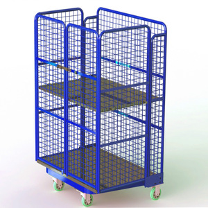 Heavy Duty Personnalisé En Acier Pliable Fil Métallique Maille Logistique Cargo Rolling Cage Chariot Premium Stockage Équipement Entrepôt - Product Image 2