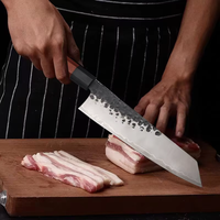 Ensemble de couteaux de chef en acier damas japonais forgé à la main professionnel couteau de boucher à 3 couches avec manche en bois couteau de cuisine tranchant
