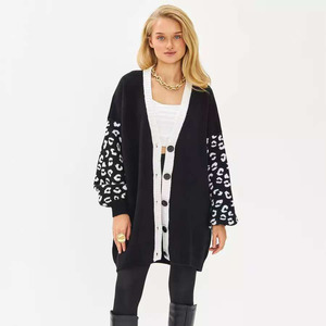 <span class=keywords><strong>Cardigan</strong></span> in maglia jacquard con stampa leopardata, <span class=keywords><strong>taglie</strong></span> <span class=keywords><strong>forti</strong></span>, stile inglese, per Europa e America, nuovo modello autunnale, vestibilità ampia - Product Image 3