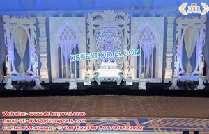 Marco colgante indio tradicional moderno Panel de fondo de escenario de boda real con Panel tallado dorado para decoraciones - Product Image 2