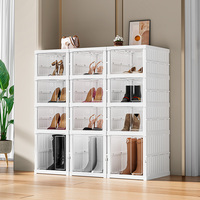 Boîte à chaussures pliable en plastique transparente, empilable, détachable, étanche, style européen, pour salle de bain et cuisine, vente en gros