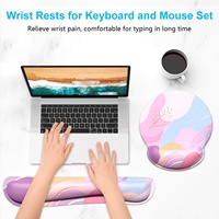 Ensemble repose-poignets ergonomique et tapis de souris en gel marbré coloré pour clavier, avec base en mousse à mémoire de forme et caoutchouc, couleur personnalisable, en stock