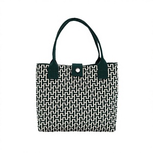 Bolso de Mano de Poliéster con Cierre de Cremallera y Forma de Cesta, Estilo Coreano, para Mujeres y Estudiantes, Bolso Tote Ligero y Moderno - Product Image 2